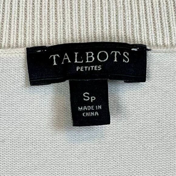 Talbots Women's V-Neck Pullover Cream Sweater Petite Small - Picture 8 of 10